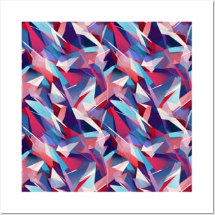 Cubist Harmony: Modern Geometric Dance in Pink, Blue, and Violet Posters and Art